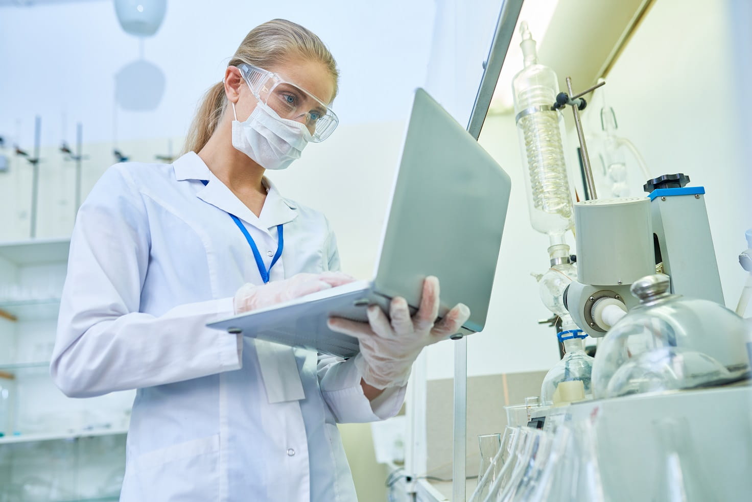 Physician looking at computer