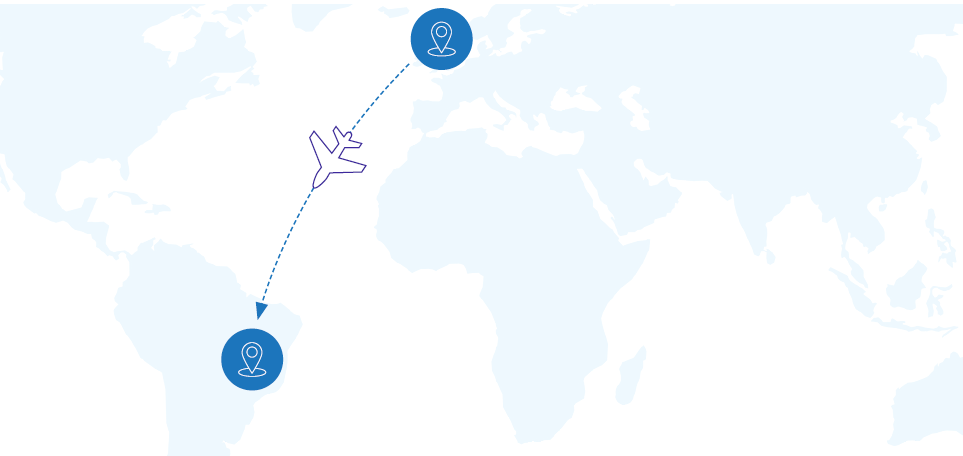 On its route from Europe to São Paulo, it was planned to transit at a major international airport.