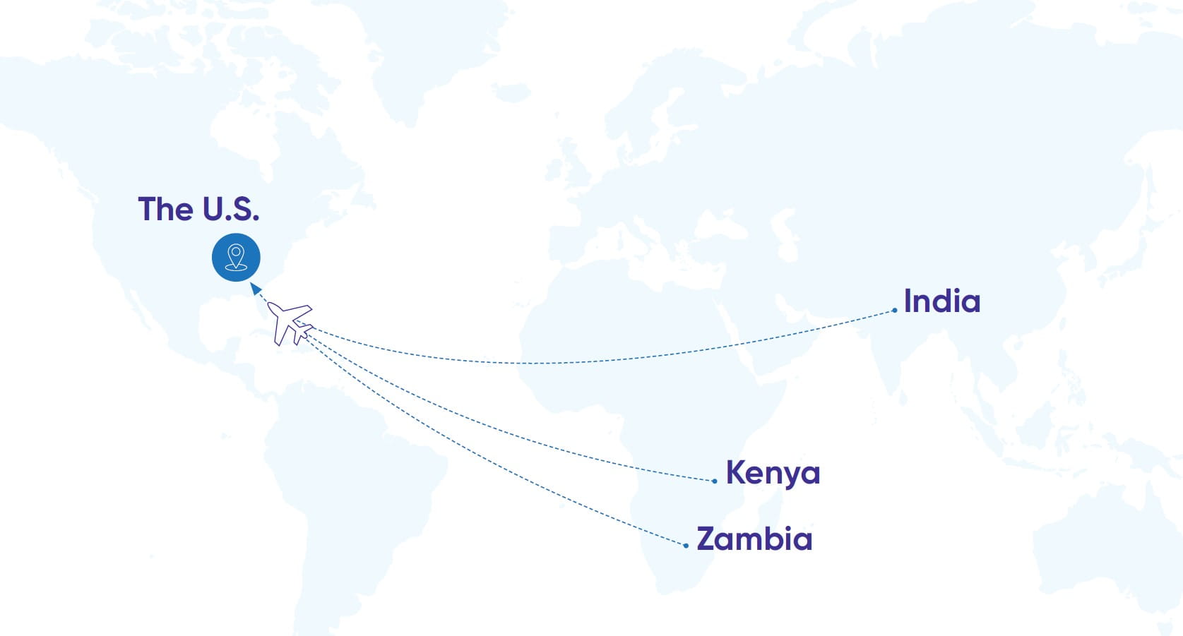 These locations included Zambia, Kenya, and India, with the samples destined for a research facility in the U.S.
